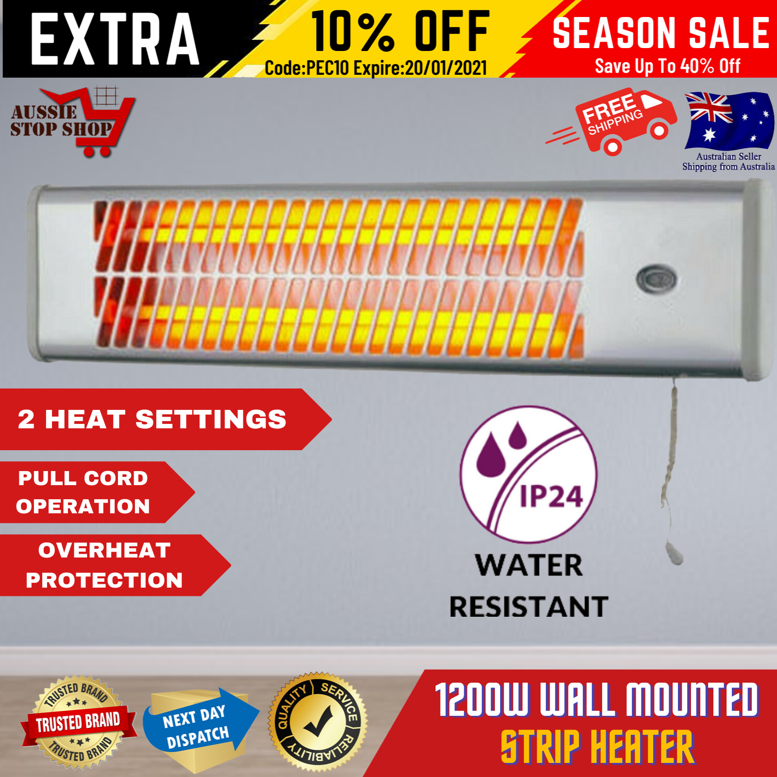 Heller Electric Infrared Radiant Strip Patio Halogen Heater Panel Outdoor NEW 9312737098948 eBay