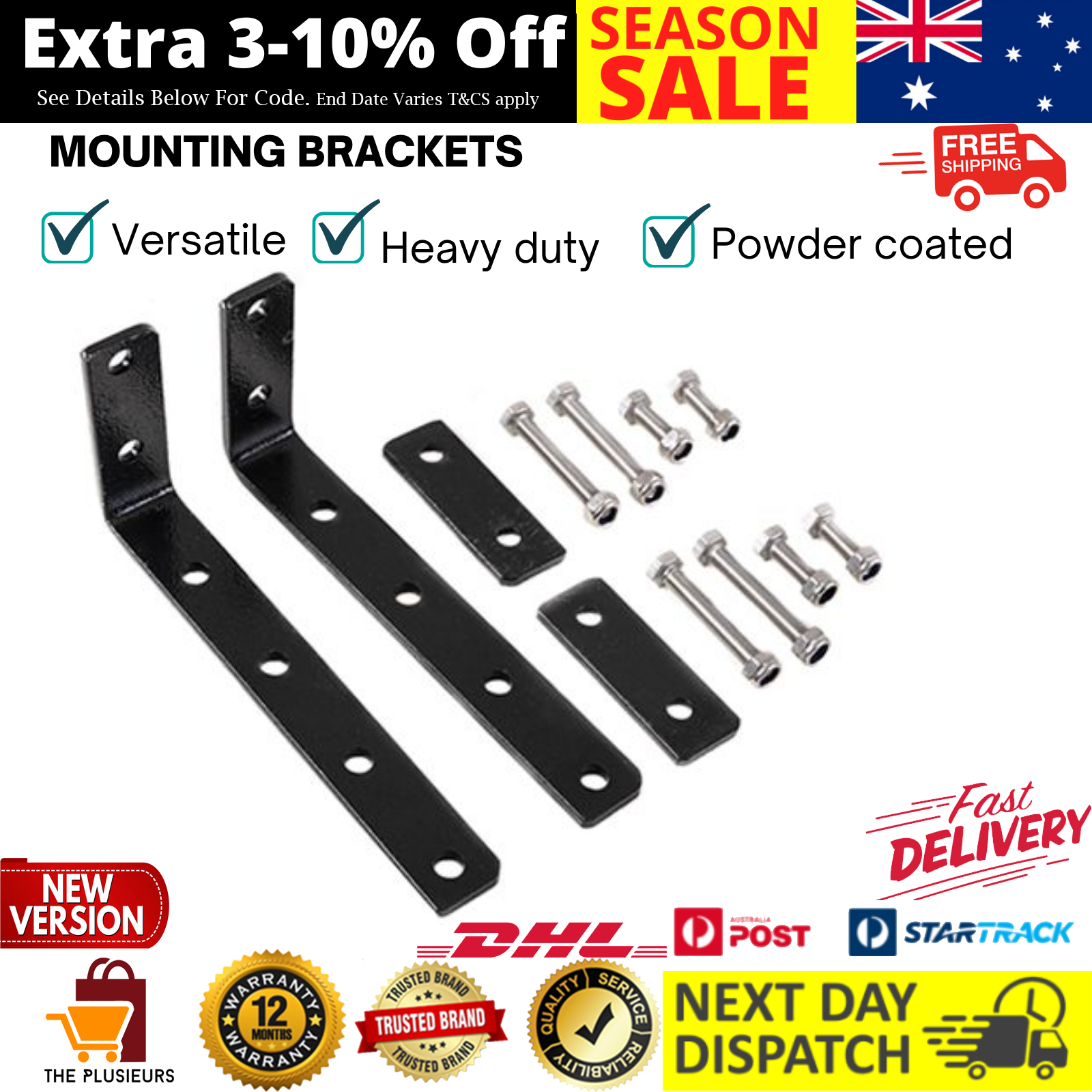 Heavy Duty Awning Mounting Bracket Kit Suit Adventure Kings Car Roof