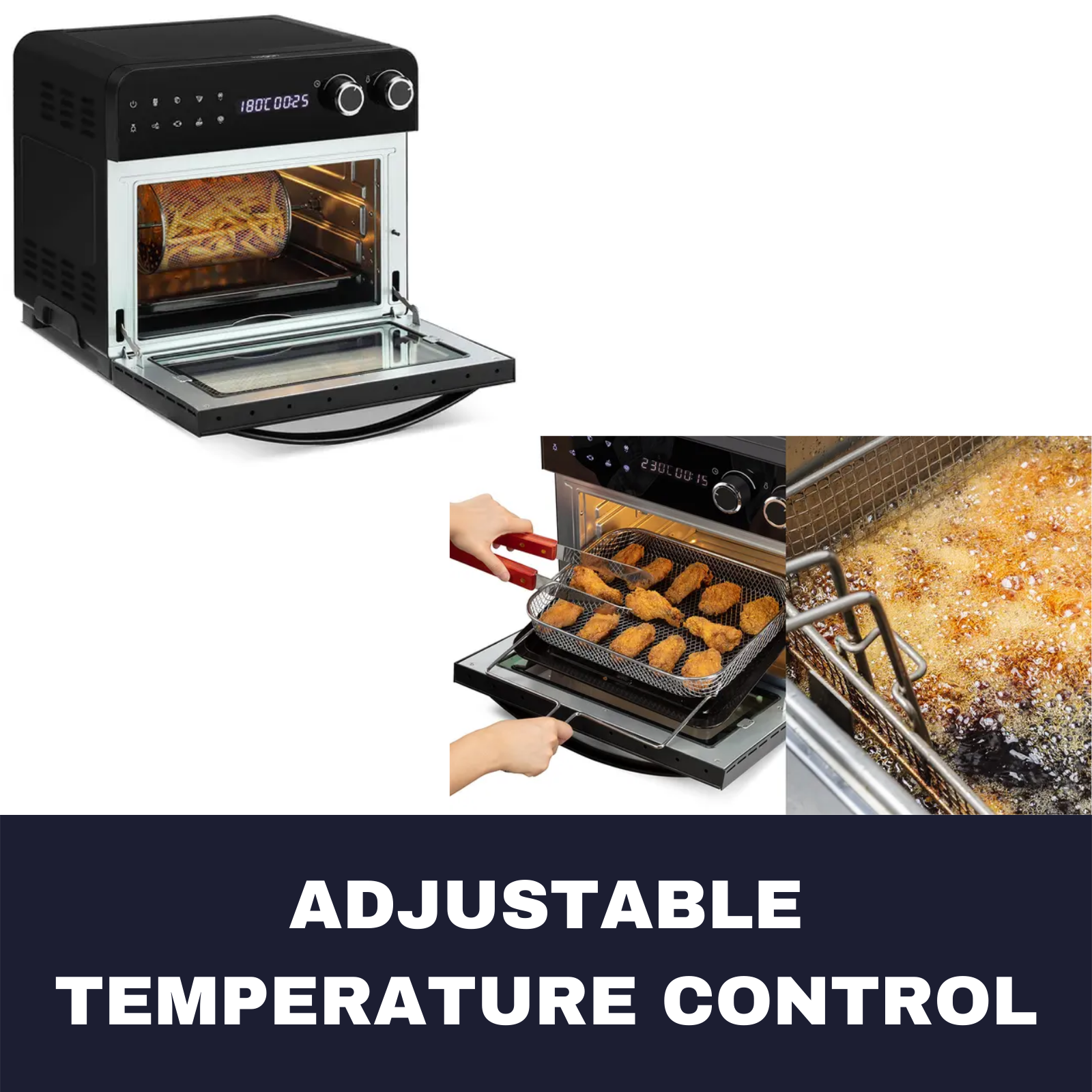 Kogan 23L 1700W Digital Air Fryer Oven Rotisserie Fry Chips Fat Pizza Low Black eBay